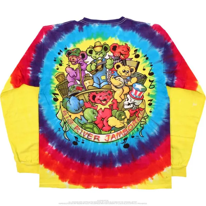 Liquid Blue Long Sleeve Men Bear Jamboree TieDye Long Sleeve TShirt