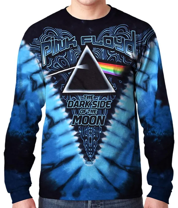 Liquid Blue Long Sleeve Men Dark Side Of The Moon TieDye Long Sleeve TShirt