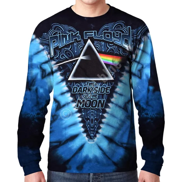 Liquid Blue Long Sleeve Men Dark Side Of The Moon TieDye Long Sleeve TShirt