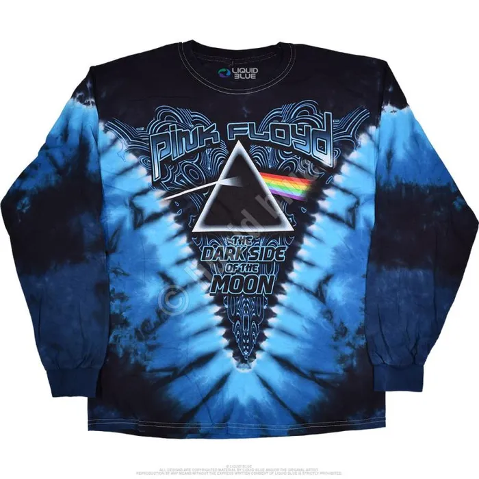 Liquid Blue Long Sleeve Men Dark Side Of The Moon TieDye Long Sleeve TShirt