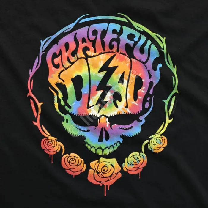 Liquid Blue Long Sleeve Men Deadhead Black Sleeve Printed Long Sleeve TShirt