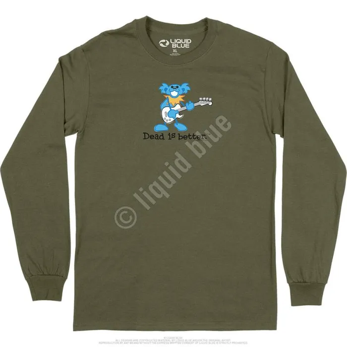 Liquid Blue Long Sleeve Men Guitar Dead Is Better Long Sleeve TShirt