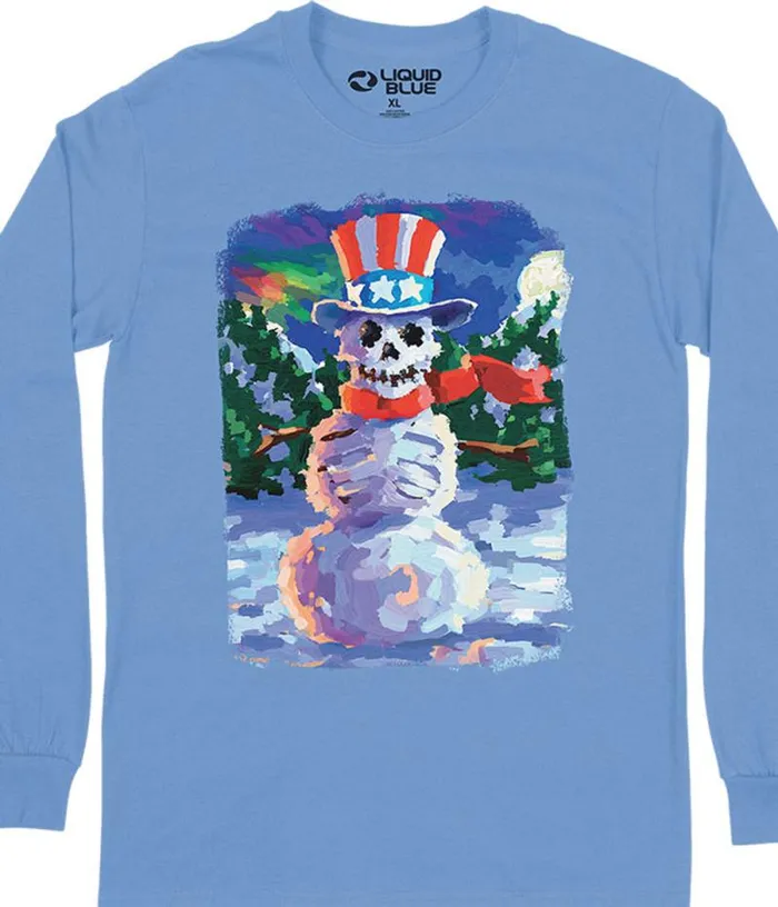 Liquid Blue Long Sleeve Men Snowman Skeleton Long Sleeve TShirt