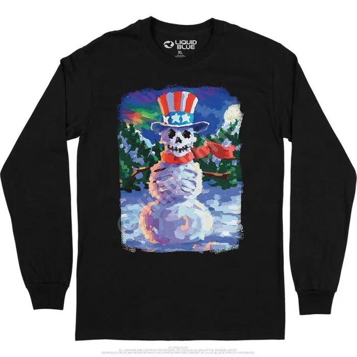 Liquid Blue Long Sleeve Men Snowman Skeleton Long Sleeve TShirt
