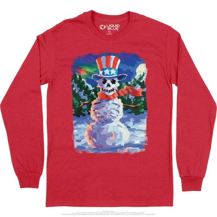 Liquid Blue Long Sleeve Men Snowman Skeleton Long Sleeve TShirt