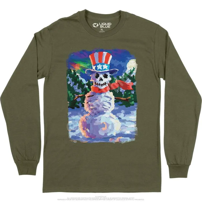 Liquid Blue Long Sleeve Men Snowman Skeleton Long Sleeve TShirt