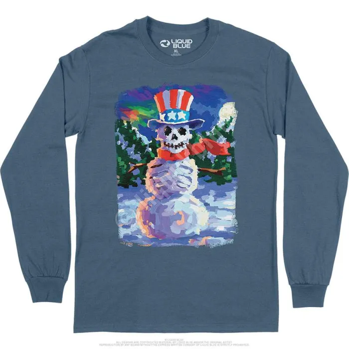 Liquid Blue Long Sleeve Men Snowman Skeleton Long Sleeve TShirt