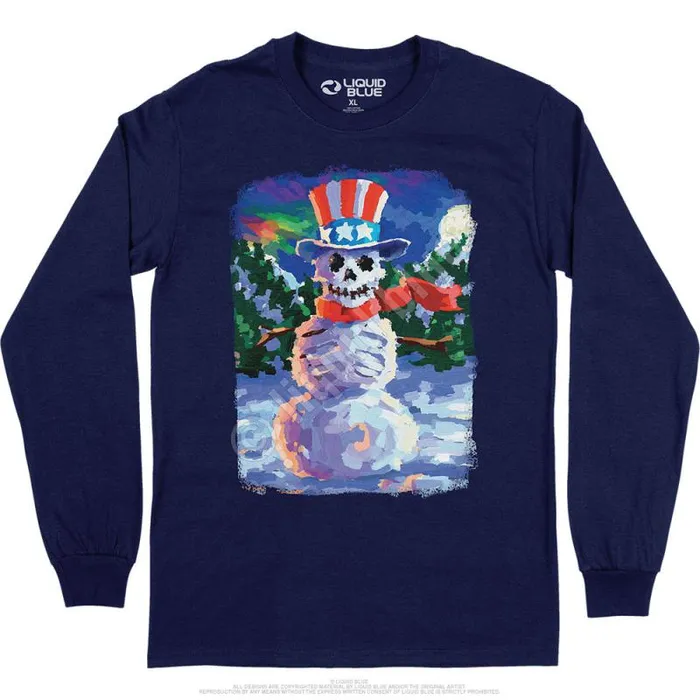 Liquid Blue Long Sleeve Men Snowman Skeleton Long Sleeve TShirt
