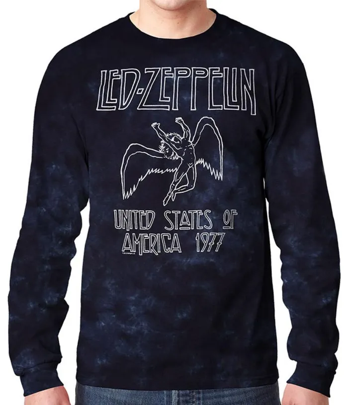 Liquid Blue Long Sleeve Men USA Tour 77 TieDye Long Sleeve TShirt