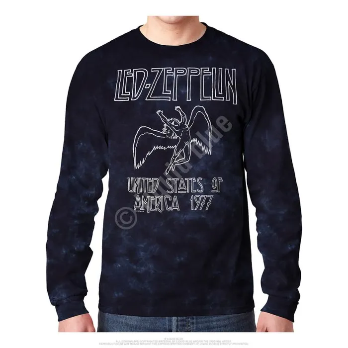 Liquid Blue Long Sleeve Men USA Tour 77 TieDye Long Sleeve TShirt