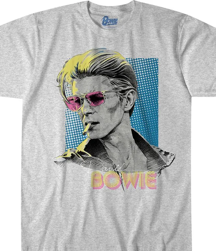 Liquid Blue PolyCotton TShirt Men Bowie Sketch Heather Grey PolyCotton TShirt