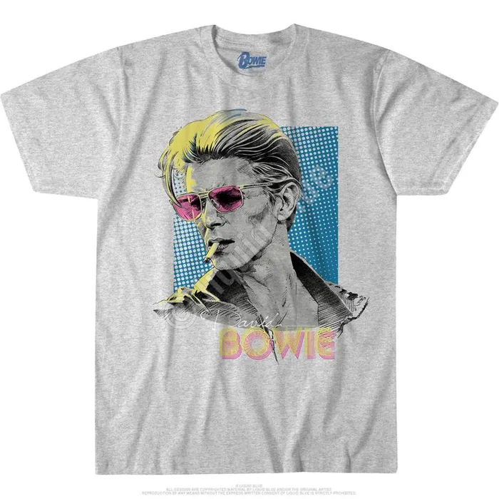 Liquid Blue PolyCotton TShirt Men Bowie Sketch Heather Grey PolyCotton TShirt Liquid Blue PolyCotton TShirt Men Bowie Sketch Heather Grey PolyCotton TShirt