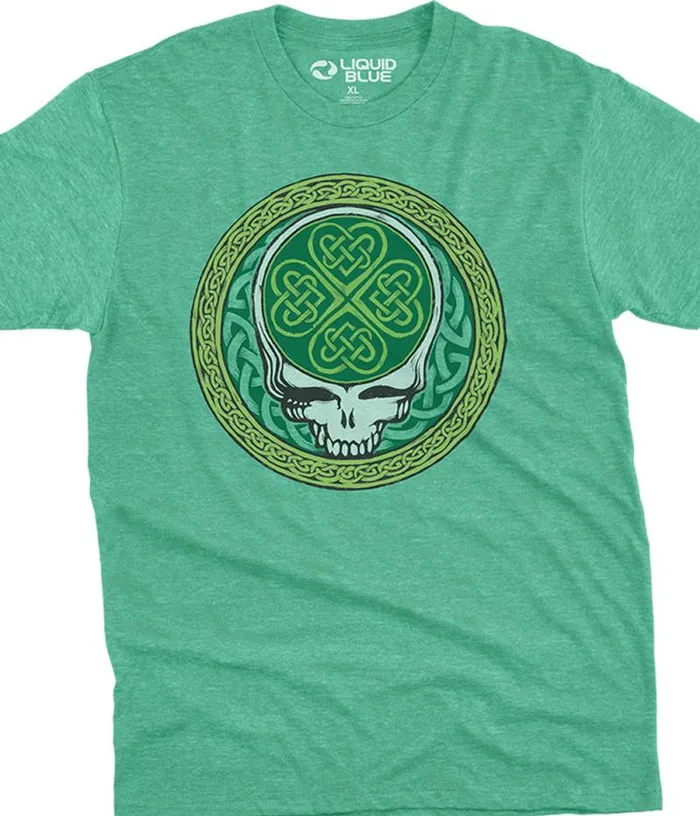 Liquid Blue PolyCotton TShirt Men Celtic Shamrock SYF Poly Cotton Heather Green TShirt