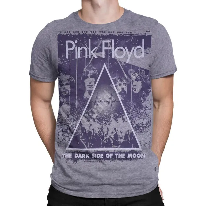Liquid Blue PolyCotton TShirt Men Pink Floyd Live Heather Grey PolyCotton TShirt