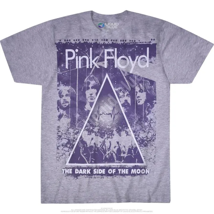 Liquid Blue PolyCotton TShirt Men Pink Floyd Live Heather Grey PolyCotton TShirt