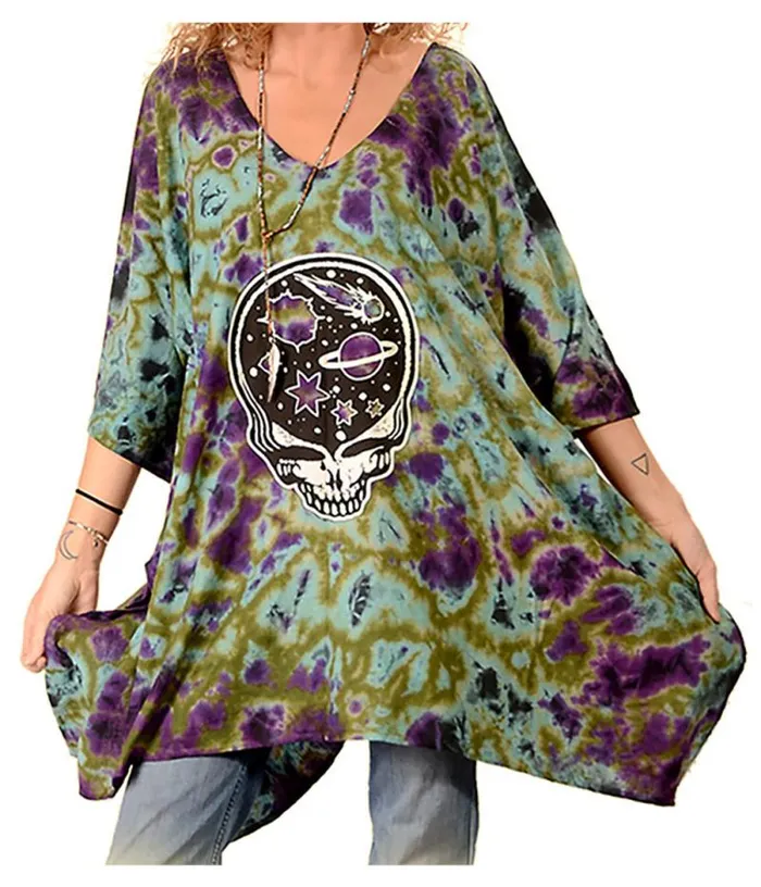 Liquid Blue Ponchos Accessories Grateful Dead Space Your Face TieDye Poncho