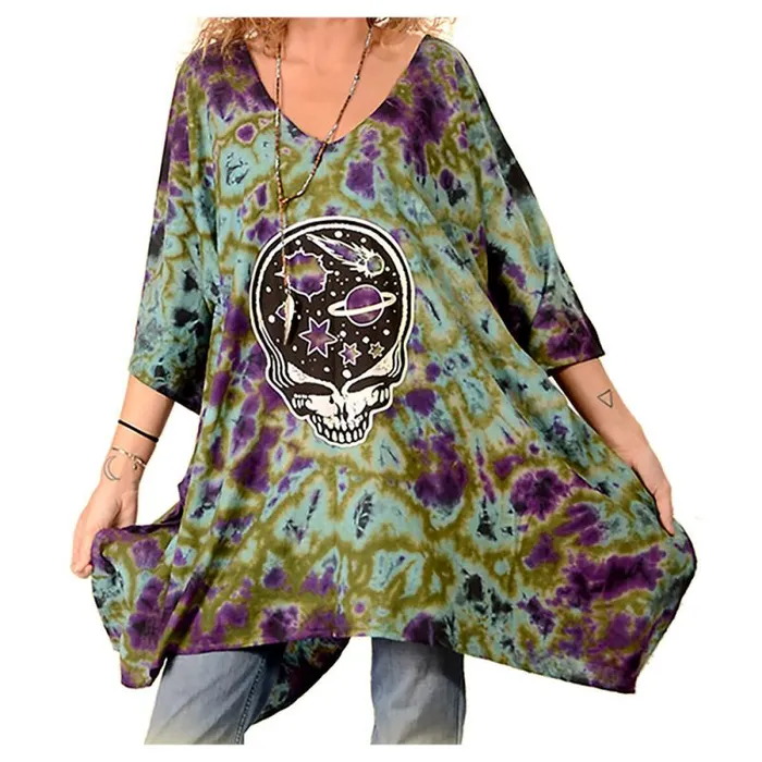 Liquid Blue Ponchos Accessories Grateful Dead Space Your Face TieDye Poncho