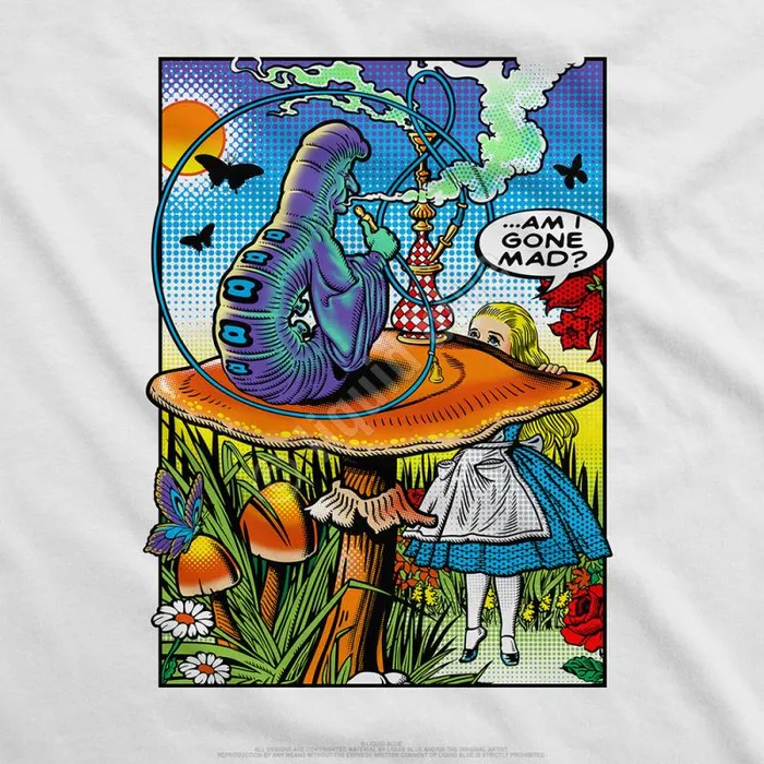 Liquid Blue TShirt Men Alice Pop Art White TShirt