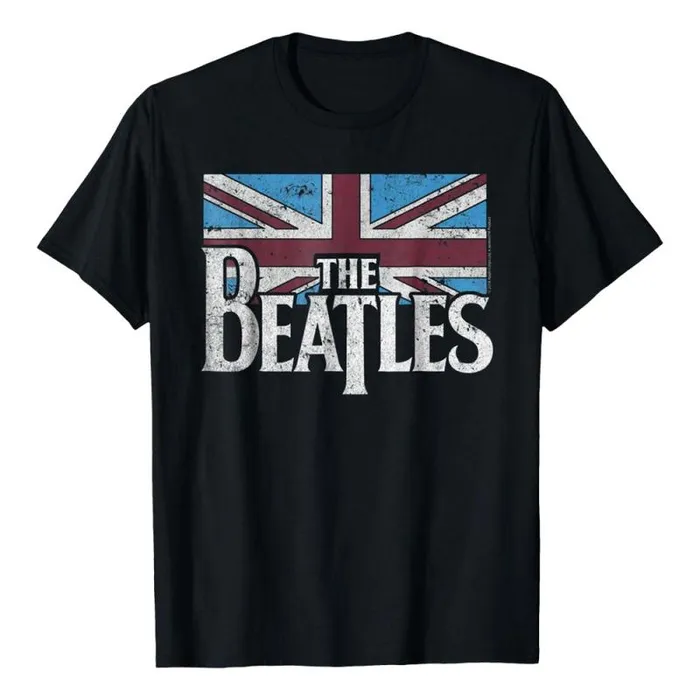 Liquid Blue TShirt Men Beatles British Flag Black TShirt
