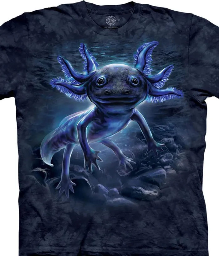 Liquid Blue TShirt Men Black Axolotl Classic Cotton TShirt