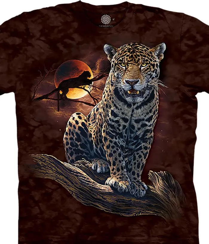 Liquid Blue TShirt Men Blood Moon Leopard Classic Cotton TShirt
