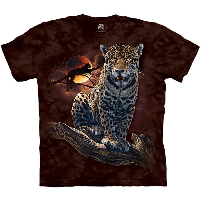 Liquid Blue TShirt Men Blood Moon Leopard Classic Cotton TShirt
