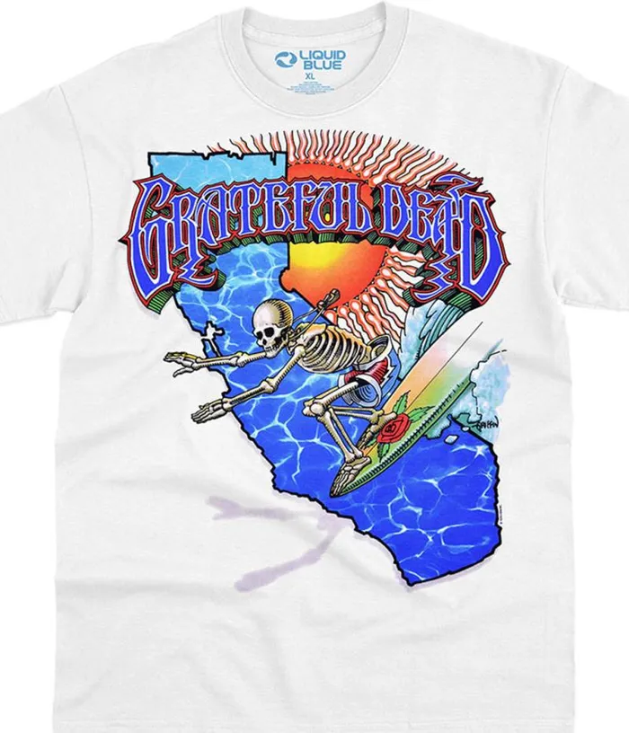 Liquid Blue TShirt Men California Surfer White TShirt