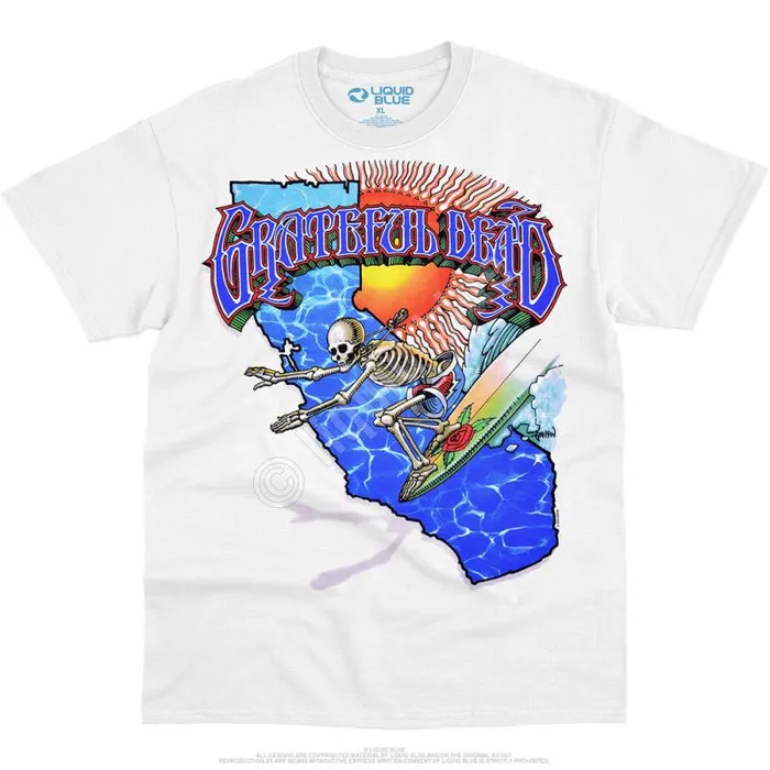Liquid Blue TShirt Men California Surfer White TShirt