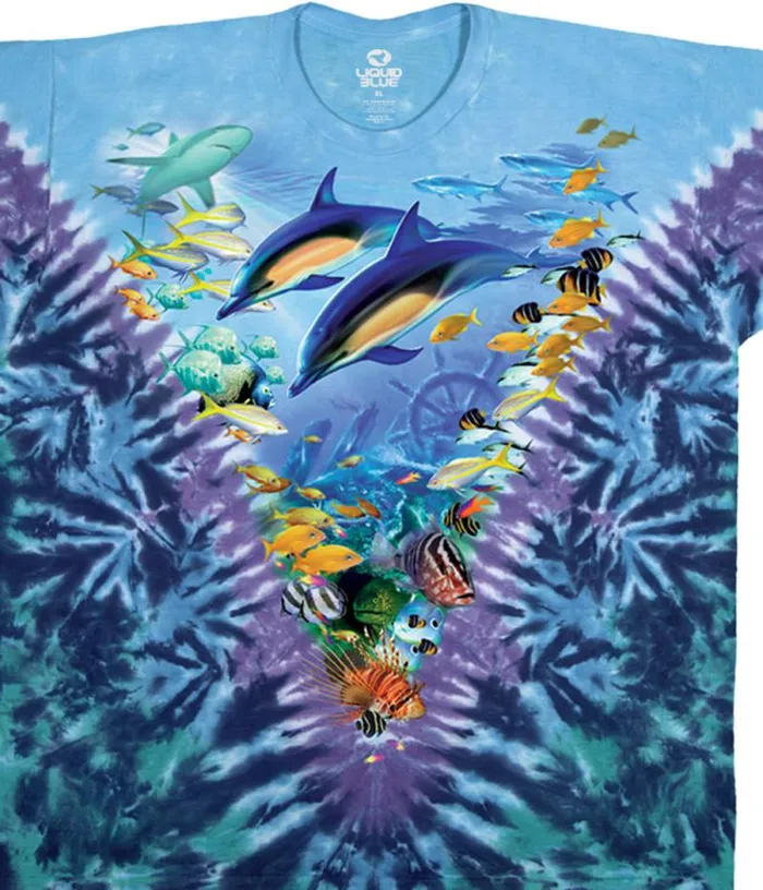 Liquid Blue TShirt Men Caribbean Treasure TieDye TShirt