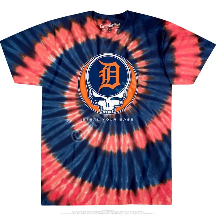 Liquid Blue TShirt Men Detroit Tigers Steal Your Base TieDye TShirt