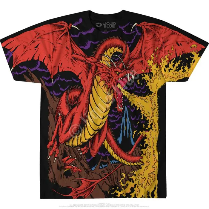 Liquid Blue TShirt Men Dragon Black TShirt