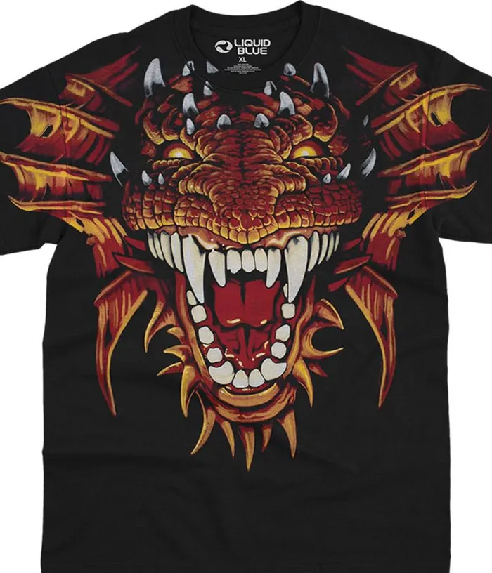 Liquid Blue TShirt Men Dragon Head Black TShirt