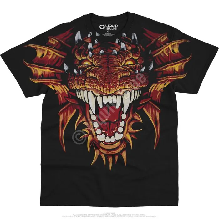 Liquid Blue TShirt Men Dragon Head Black TShirt