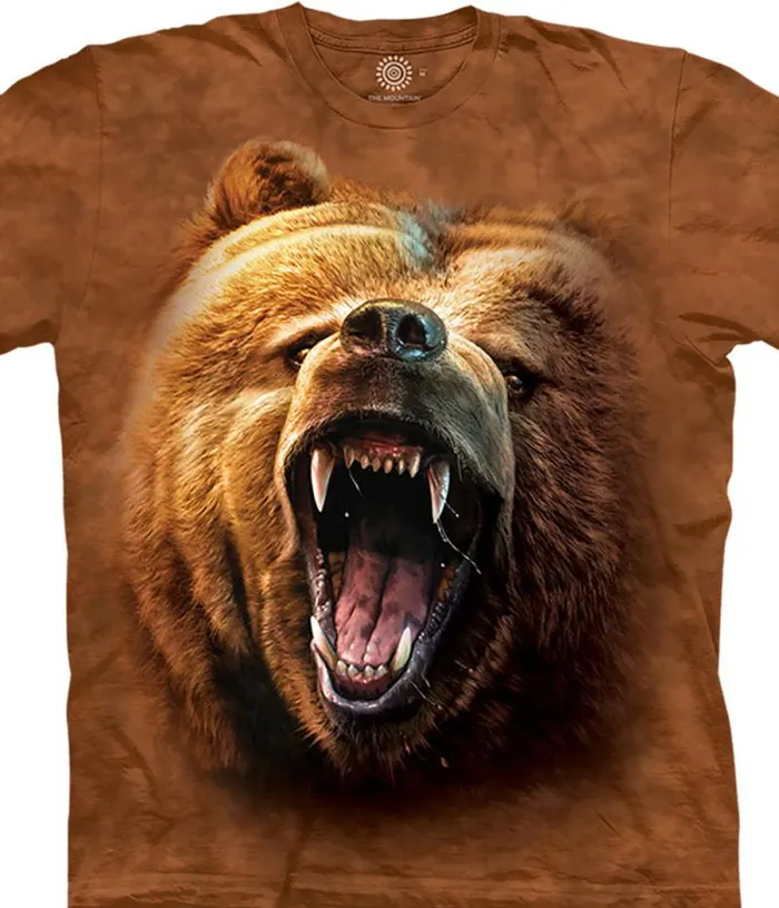 Liquid Blue TShirt Men Grizzly Growl Classic Cotton TShirt