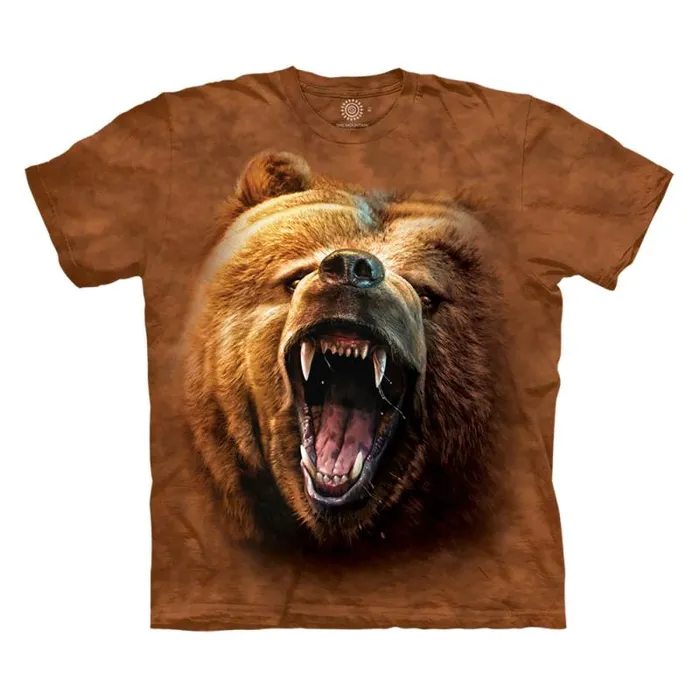 Liquid Blue TShirt Men Grizzly Growl Classic Cotton TShirt