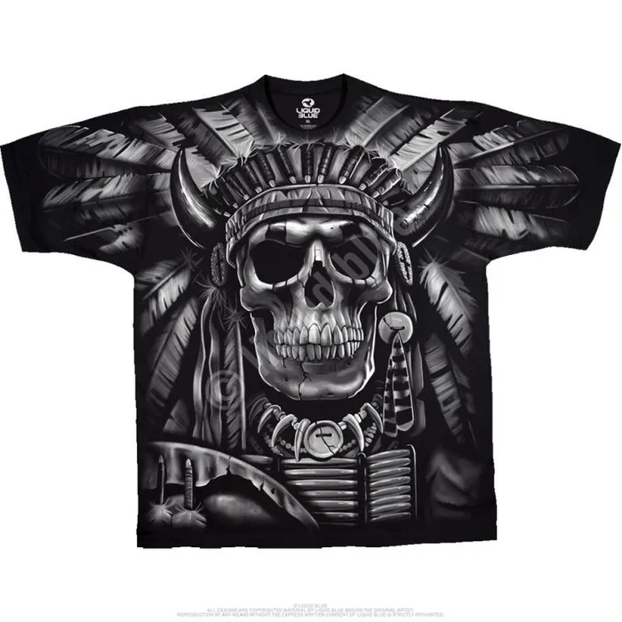 Liquid Blue TShirt Men Indian Skull Black TShirt