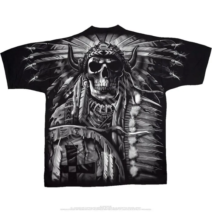 Liquid Blue TShirt Men Indian Skull Black TShirt