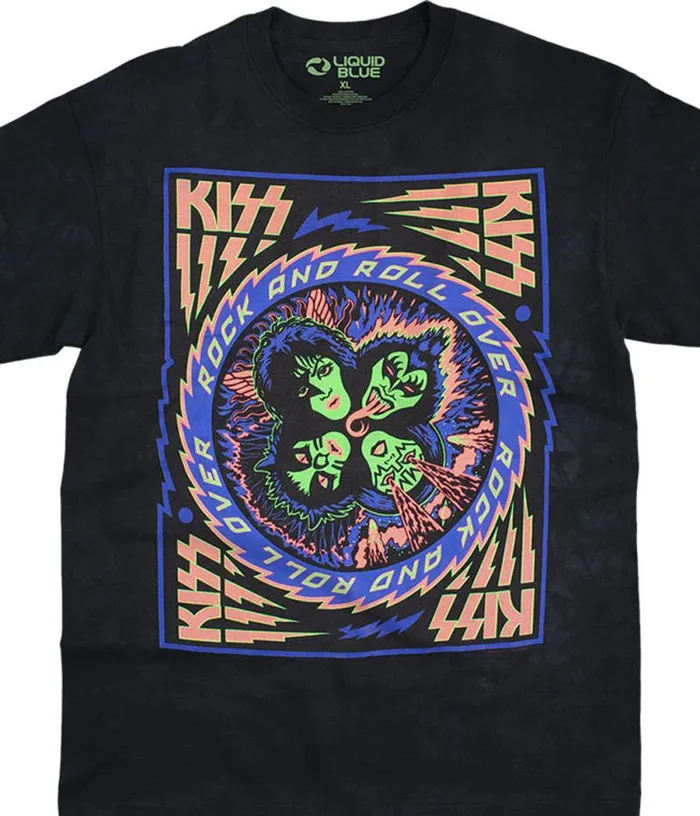 Liquid Blue TShirt Men KISS Blacklight TieDye TShirt