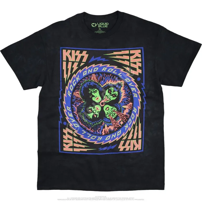 Liquid Blue TShirt Men KISS Blacklight TieDye TShirt
