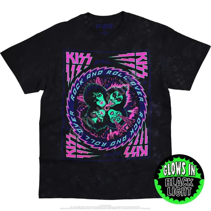 Liquid Blue TShirt Men KISS Blacklight TieDye TShirt