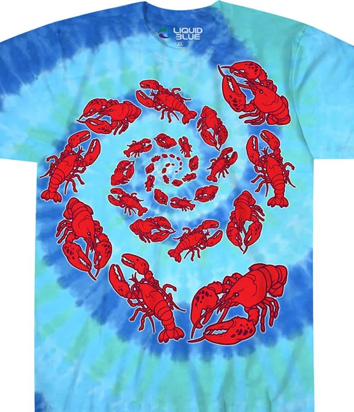 Liquid Blue TShirt Men Lobster Spiral TieDye TShirt