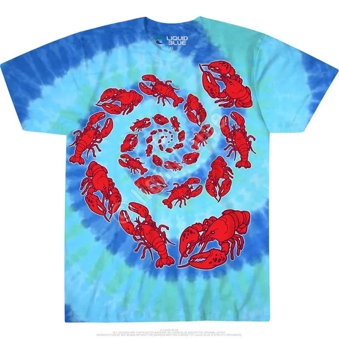 Liquid Blue TShirt Men Lobster Spiral TieDye TShirt