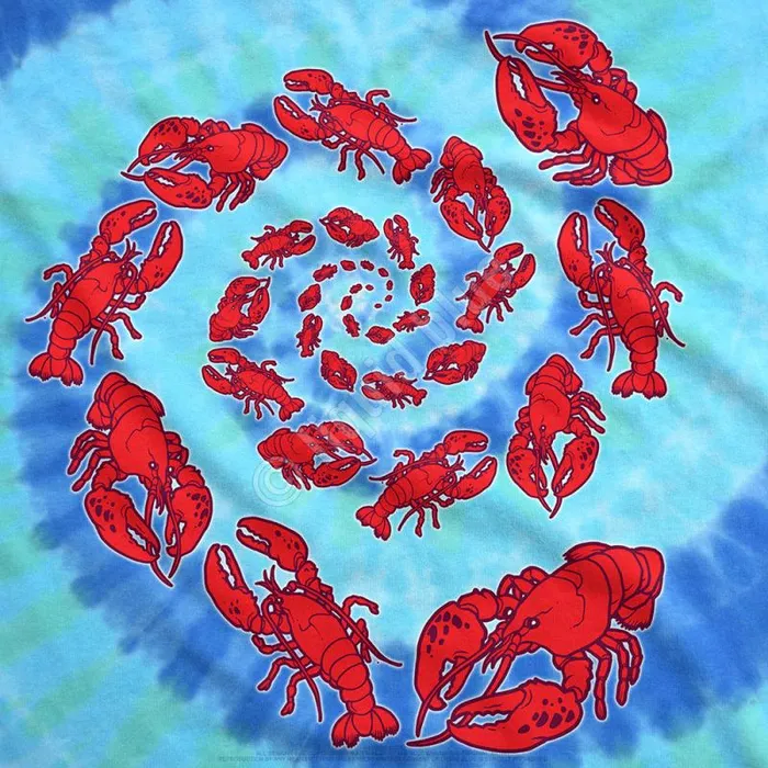 Liquid Blue TShirt Men Lobster Spiral TieDye TShirt