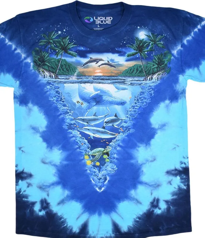 Liquid Blue TShirt Men Night Time Dive TieDye TShirt