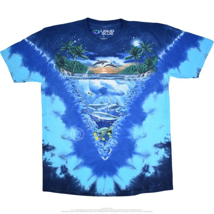 Liquid Blue TShirt Men Night Time Dive TieDye TShirt