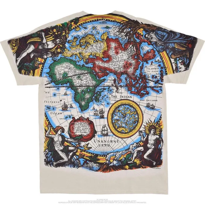 Liquid Blue TShirt Men Old World Map Tan TShirt