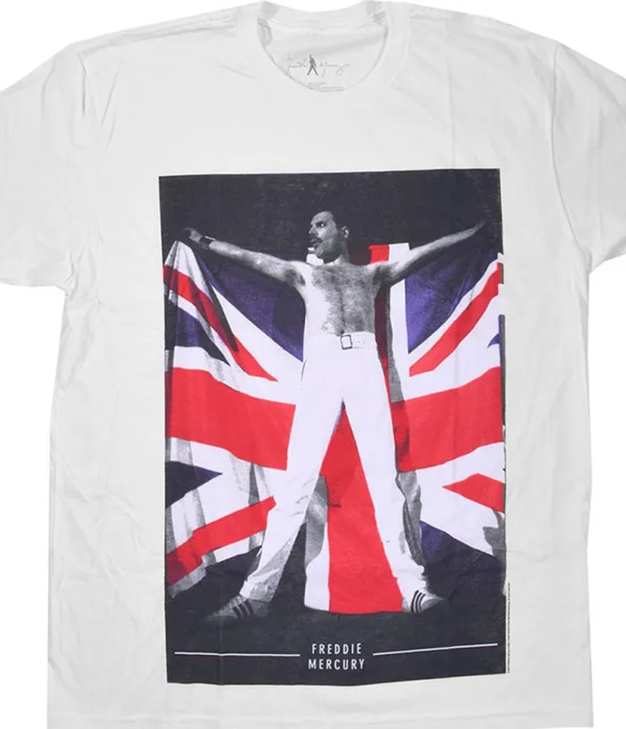 Liquid Blue TShirt Men Queen Freddie Flag White TShirt