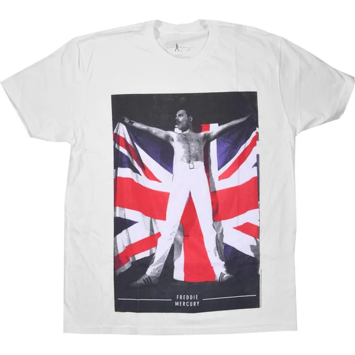 Liquid Blue TShirt Men Queen Freddie Flag White TShirt