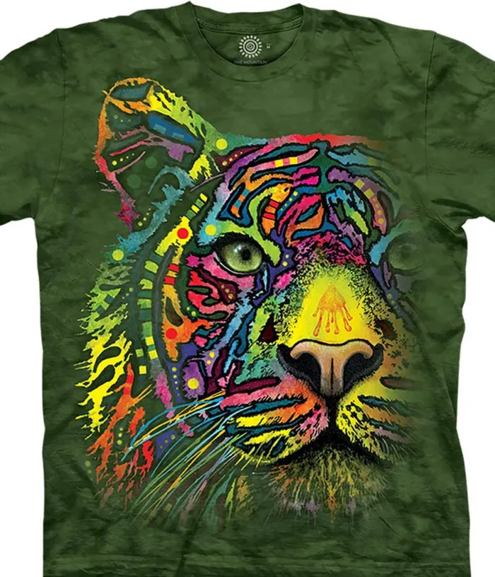 Liquid Blue TShirt Men Rainbow Tiger Classic Cotton TShirt