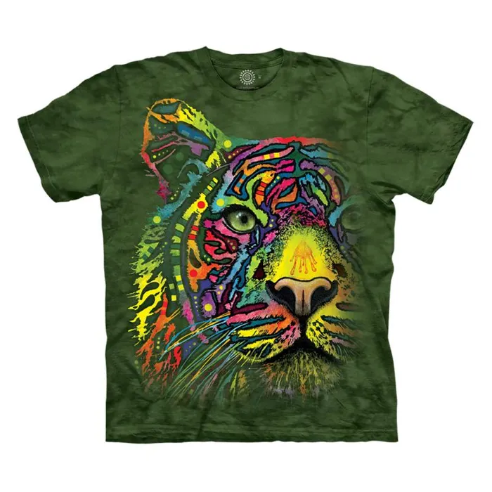 Liquid Blue TShirt Men Rainbow Tiger Classic Cotton TShirt
